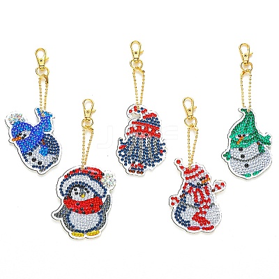 Christmas Theme DIY Diamond Painting Keychain Kit DRAW-PW0007-03I-1