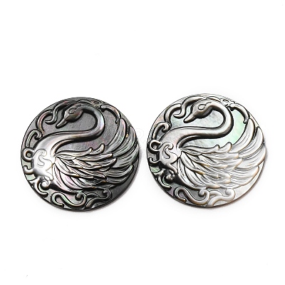 Natural Black Lip Shell Carved Cabochons SHEL-G024-03A-1
