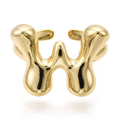 Brass Letter Open Cuff Rings for Women RJEW-G313-01W-G-1