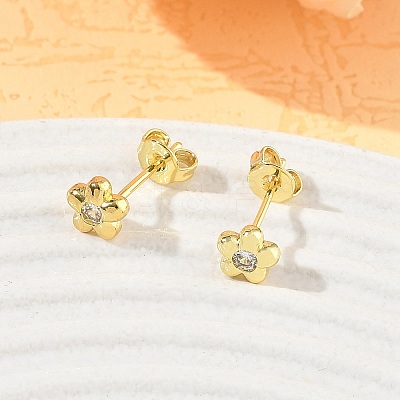 Brass Pave Cubic Zirconia Stud Earrings KK-CBA98BA-21G-1