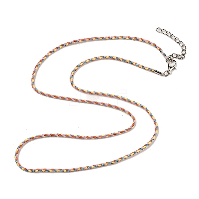 2MM Braided Round Polycotton Cord Necklace Making with Alloy Lobster Claws Clasps and Iron End Chains NJEW-Q031-01A-1