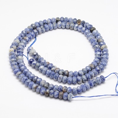 Faceted Natural Blue Spot Jasper Rondelle Beads Strands X-G-K090-05-1