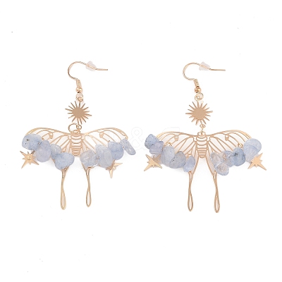 Natural Aquamarine Chips Dangle Earrings EJEW-S214-01D-1