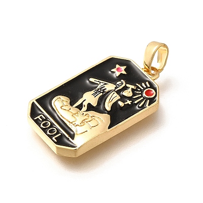 Tarot Card Brass Enamel Pendents KK-R212-02G-05-1