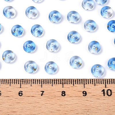 Spray Painted Transparent Glass Seed Beads SEED-T007-05H-1