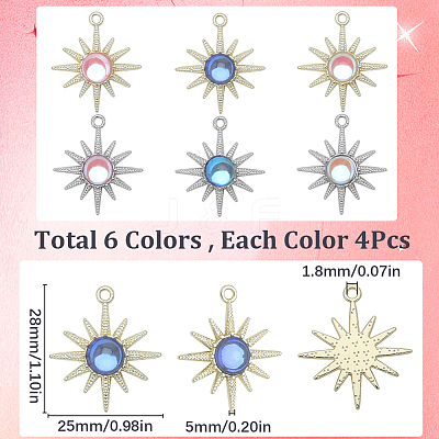 24Pcs 6 Styles Rack Plating Alloy Pendants FIND-SC0005-41-1