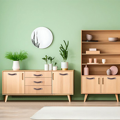 6 Sets 2 Colors Oval Leather Cabinet Handles FIND-HY0003-57-1