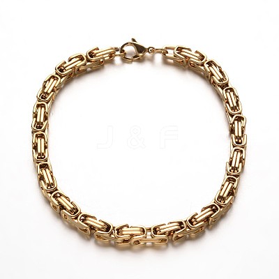 Trendy 304 Stainless Steel Byzantine Chain Bracelets X-BJEW-L510-10-1