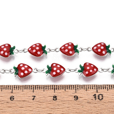 Brass Enamel Strawberry Link Chains CHC-N024-01P-1