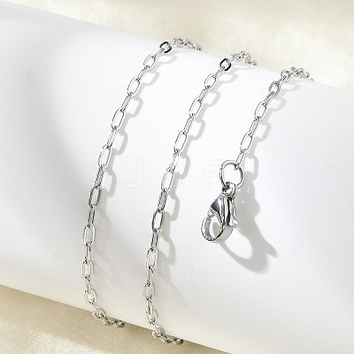 Non-Tarnish 304 Stainless Steel Paperclip Chain Necklace with Lobster Claw Clasps for Men Women NJEW-H205-03P-01-1