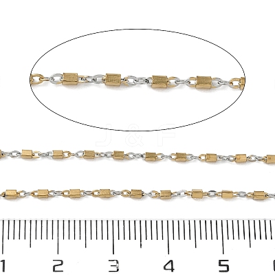 Two Tone 304 Stainless Steel Cuboid Link Chains CHS-G050-02GP-1