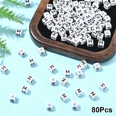 Acrylic Horizontal Hole Letter Beads OACR-YW0002-08M-1