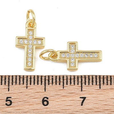 Brass Micro Pave Clear Cubic Zirconia Charms CU-CBADC6C-06G-03-1