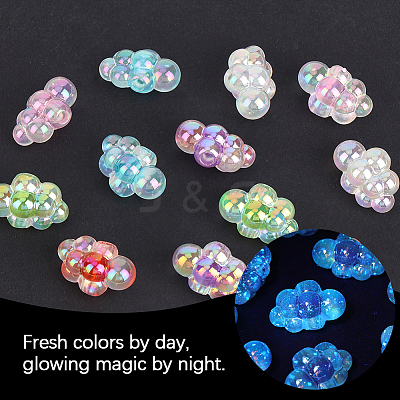 35Pcs UV Plating Rainbow Iridescent Acrylic Beads PACR-PA0001-23-1