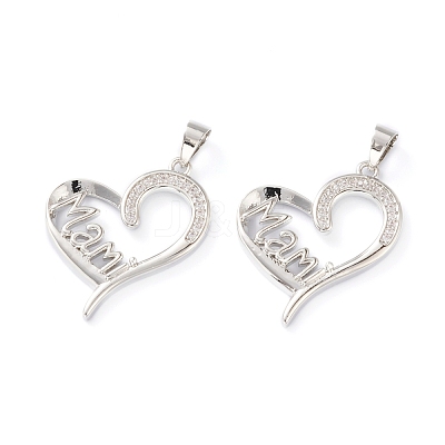 Brass Micro Pave Clear Cubic Zirconia Pendants ZIRC-J039-02P-1