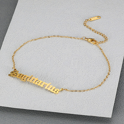 304 Stainless Steel Constellation Word Link Chain Anklets for Women FS-WG5BE8C-07-1