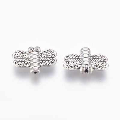 Tibetan Style Alloy Dragonfly Beads X-TIBEP-GC191-AS-NR-1