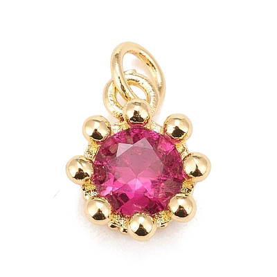 Brass Inlaid Clear Cubic Zirconia Charms KK-A161-34G-1