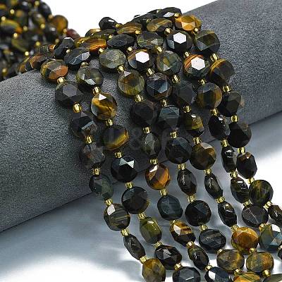 Natural Yellow Blue Tiger Eye Beads Strands G-C116-A124-01-1