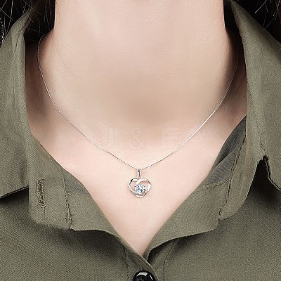 Anti-Tarnish Rhodium Plated 925 Sterling Silver Pendants ZIRC-BB50406-A-1