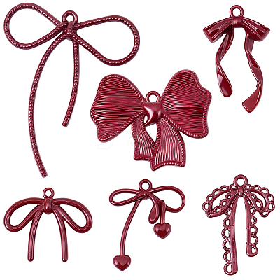 12Pcs 6 Styles Spray Painted Alloy Pendants FIND-BM0001-24-1