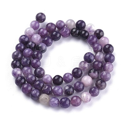 Natural Lepidolite/Purple Mica Stone Beads Strands G-K415-6mm-1