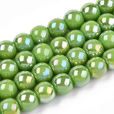 Electroplate Opaque Glass Beads Strands GLAA-T032-P6mm-AB06-1