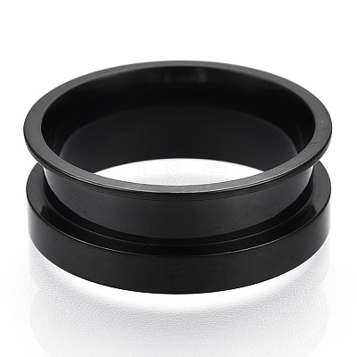 201 Stainless Steel Grooved Finger Ring Settings STAS-TAC0007-02B-1
