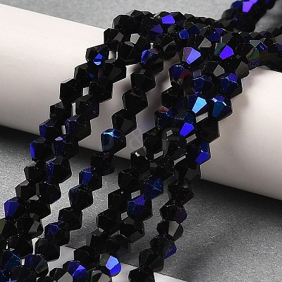 Opaque Solid Color Electroplate Glass Beads Strands EGLA-A039-P4mm-L17-1