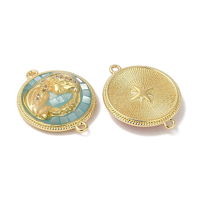 Epoxy Resin & Shell Connector Charms KK-K380-11C-G-1