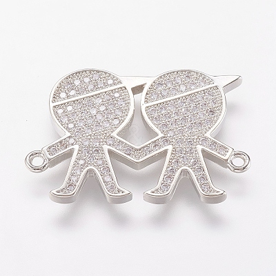 Brass Micro Pave Cubic Zirconia Links ZIRC-G103-01P-1