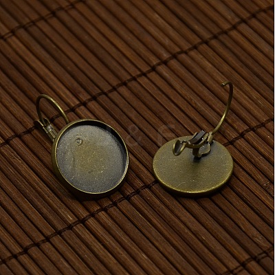 Clear Domed Glass Cabochon Cover and Brass Leverback Earring Settings for DIY DIY-X0160-AB-NR-1
