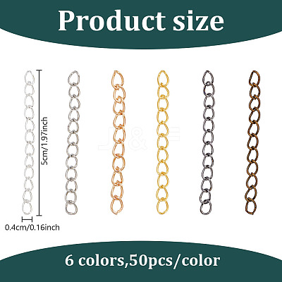 300Pcs 6 Colors Zinc Alloy Chain Extender FIND-HY0004-03-1