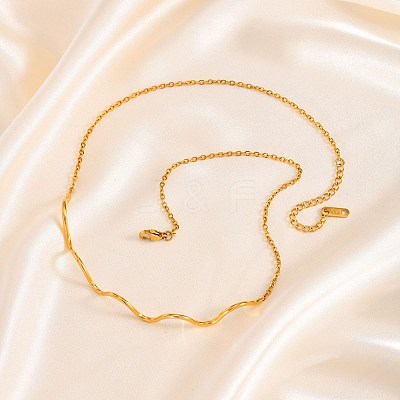 Stainless Steel Wavy Line Choker Necklaces PW-WG07BB7-01-1
