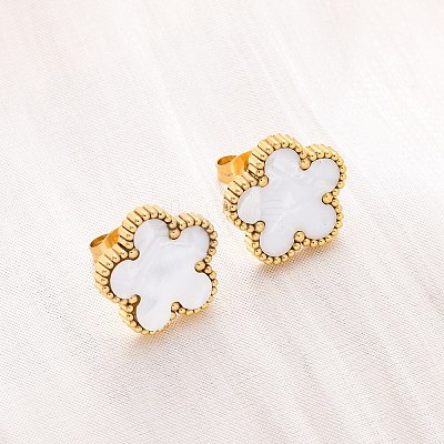 Elegant Vintage Floral 201 Stainless Steel Stud Earrings for Women LS-FR2099-3-1
