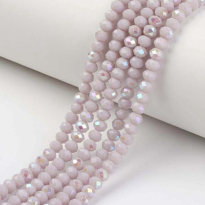 Electroplate Opaque Solid Color Glass Beads Strands X-EGLA-A034-P8mm-L08-1