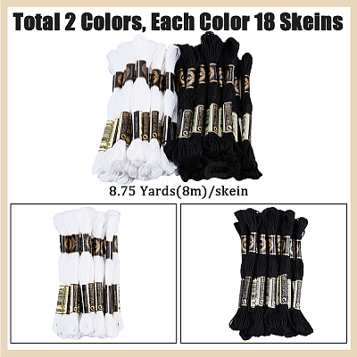 12 Skeins 2 Colors 6-Ply Polyester Embroidery Floss OCOR-GF0003-42-1