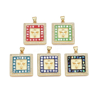 Brass Micro Pave Clear Cubic Zirconia Pendants KK-N254-216G-C-1