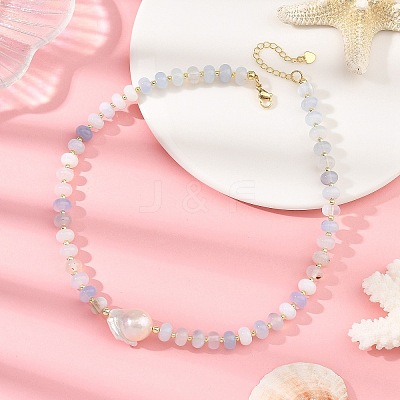 Natural Banded Agate Bead Necklaces NJEW-JN06631-1