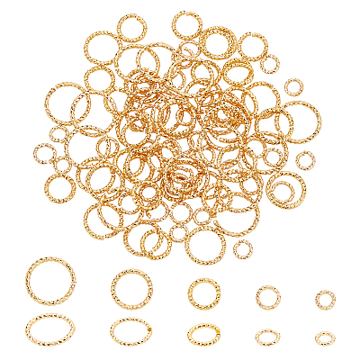 100Pcs 5 Styles Brass Open Jump Rings for Chainmaille Weaves KK-PH0006-21-1