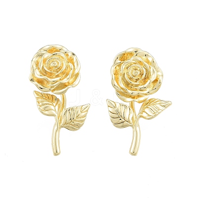 Brass Rose of Life Stud Earrings for Women EJEW-P205-02G-1