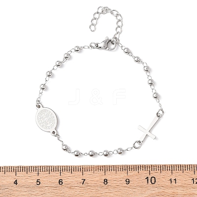 Religion 304 Stainless Steel Link Bracelets BJEW-F524-05A-P-1