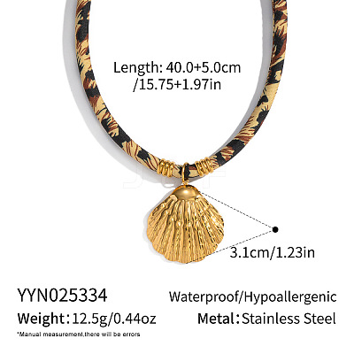 Vintage 304 Stainless Steel Pendant Leopard Print Cord Necklaces for Women HF7067-2-1