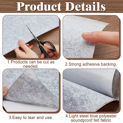 4M Polyester Felt Self-adhesive Fabric for DIY Sound Insulation DIY-WH0542-46B-1
