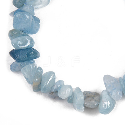 Unisex Chip Natural Aquamarine Beaded Stretch Bracelets X-BJEW-S143-33-1