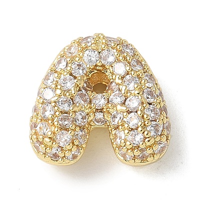Brass Micro Pave Cubic Zirconia Beads KK-P290-61G-A-1
