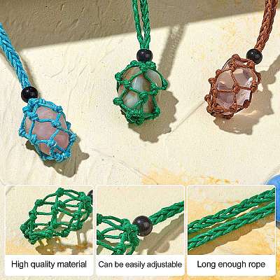 Braided Waxed Cotton Thread Cords Macrame Pouch Necklace Making AJEW-SW00020-1