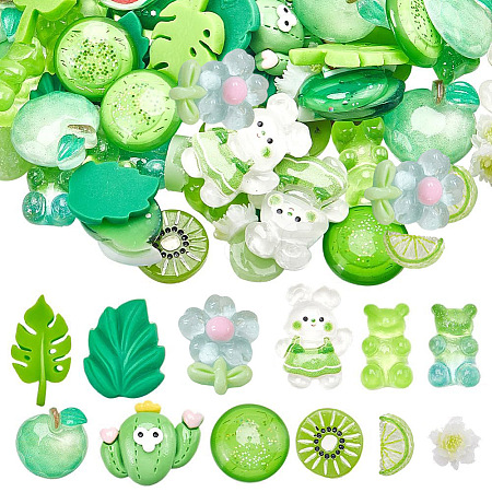 120Pcs 12 Styles Transparent & Opaque Resin Cabochons RESI-SP0001-07-1