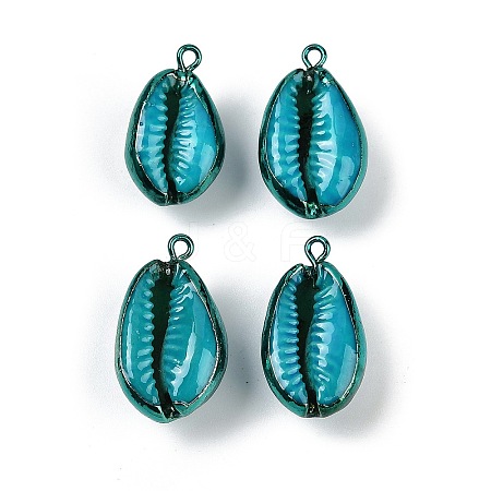 Spray Painted Natural Cowrie Shell Pendants SHEL-K006-49C-1