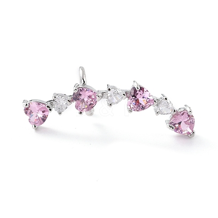 Heart Pink Cubic Zirconia Cuff Earring for on-Piercing EJEW-C002-13P-RS-1